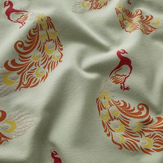 Katoenjersey glitter-pauwen – riet, 