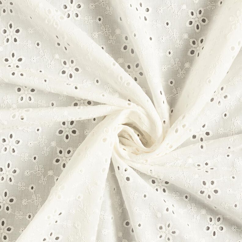 Katoenen batist Los borduursel Rijen bloemen – ecru,  image number 5