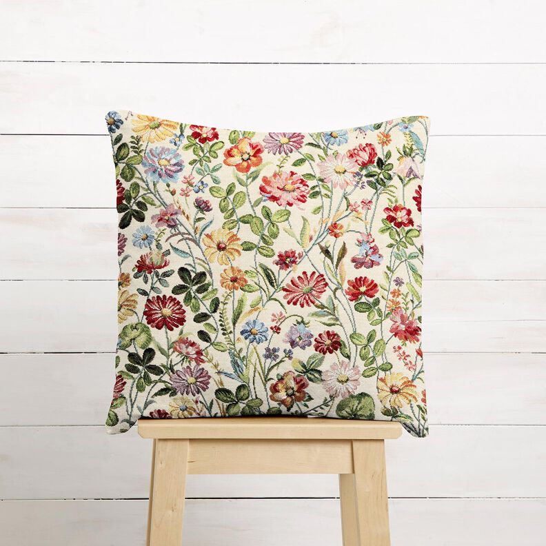 Decostof Gobelin vrolijke bloementuin – lichtbeige/groen,  image number 6