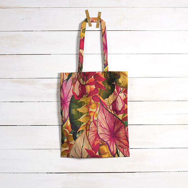 Outdoorstof Canvas Exotische bladeren – karmijnrood/lila,  image number 6