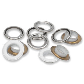 Oogjes met sluitringen [15 stuks | Ø 14 mm] | Prym – wit/zilver metallic, 