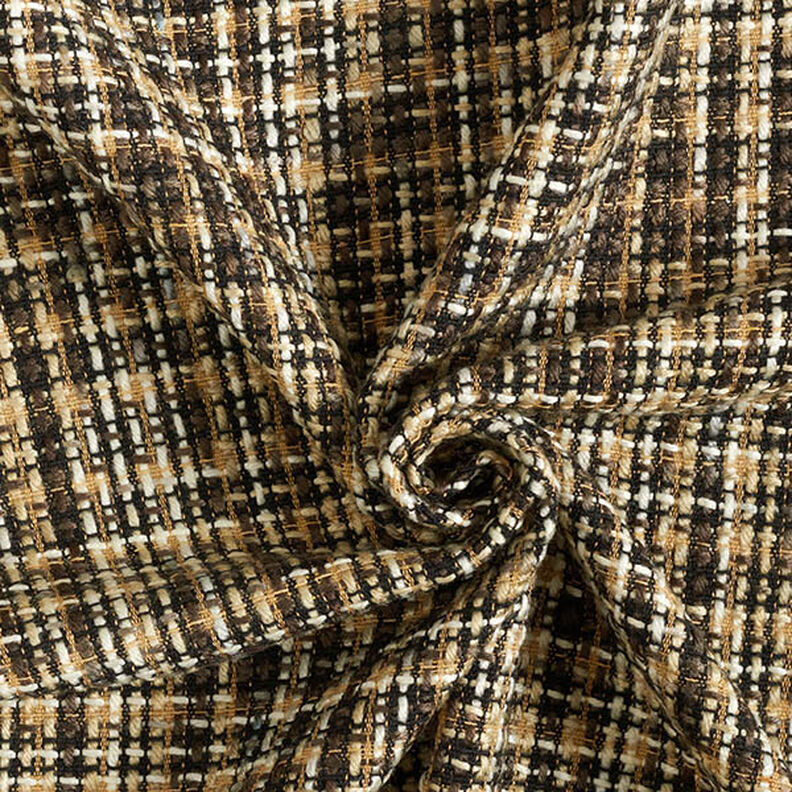 Mantelstof geruit wolmix – beige/zwart,  image number 3