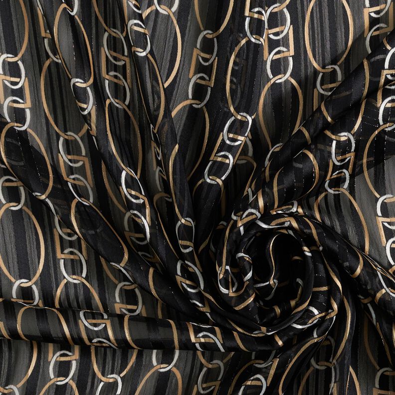 Chiffon glitter krijtstreep schakels – zwart/wit,  image number 3