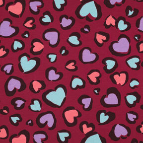 Sweatshirt geruwd kleurrijke harten | Poppy Fabrics – framboos, 