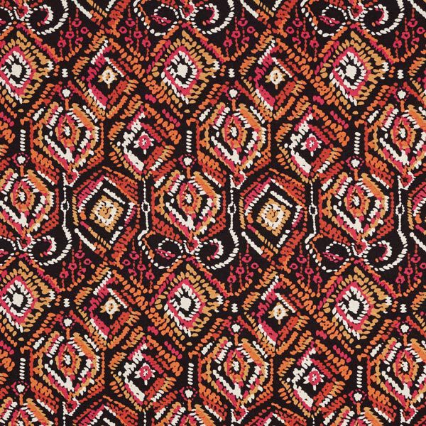 Viscosejersey Ruiten batik-look – zwart/oranje, image number 1