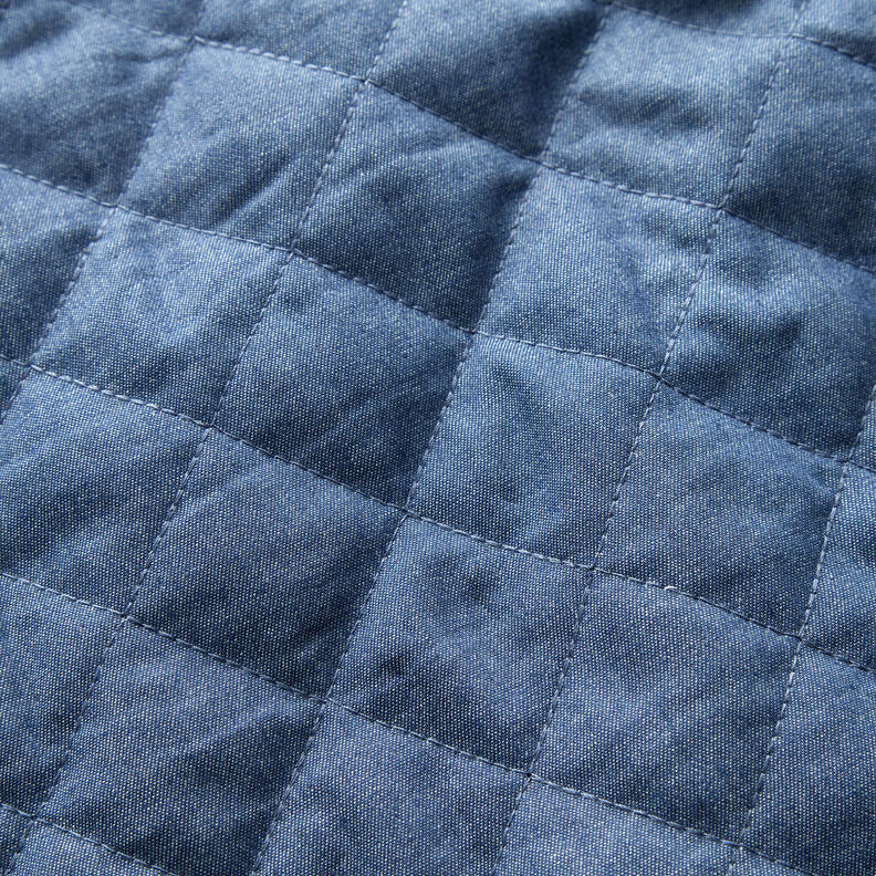 Doorgestikte stof chambray effen – jeansblauw,  image number 2