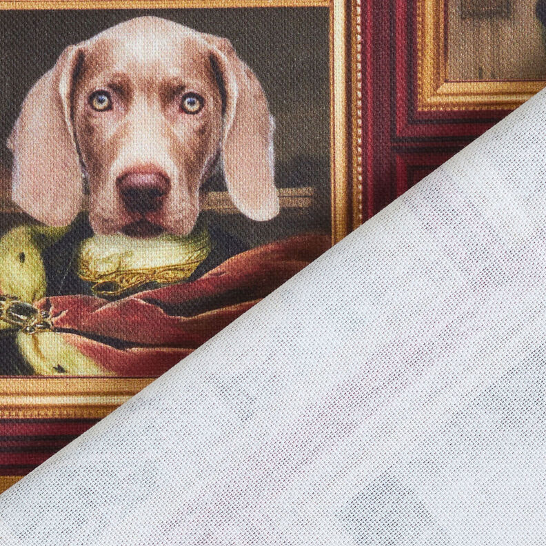 Decostof Half panama Honden portretten – karmijnrood/goud, image number 4