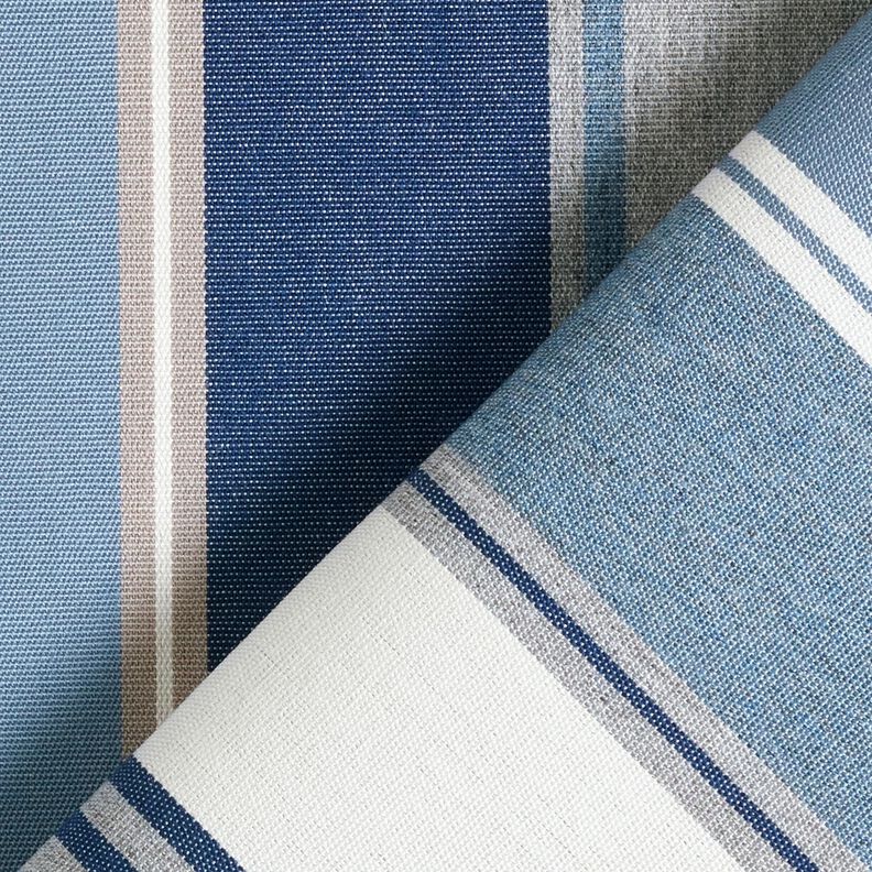 Outdoorstof Canvas gemengde strepen – indigo/ivoor,  image number 4