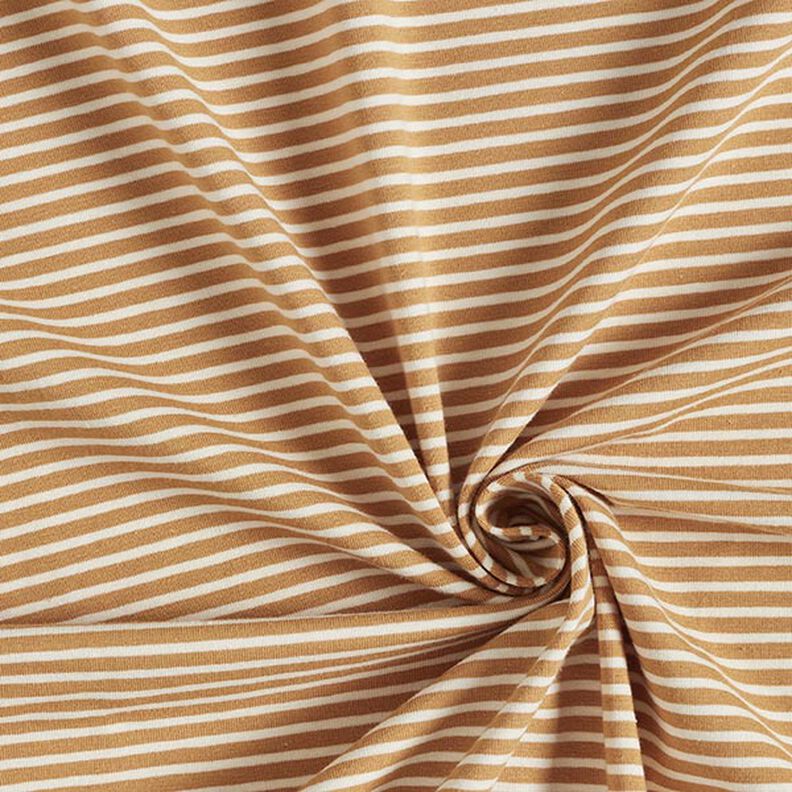 Katoenjersey smalle strepen – creme/kaneel,  image number 3