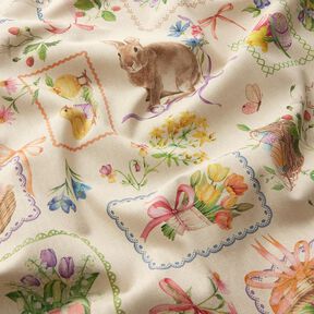 Decostof Half panama Pasen-collage – natuur/roze, 