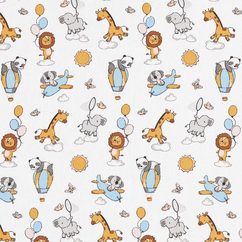 Katoenpopeline Babydieren op wolken – wit, image number 1