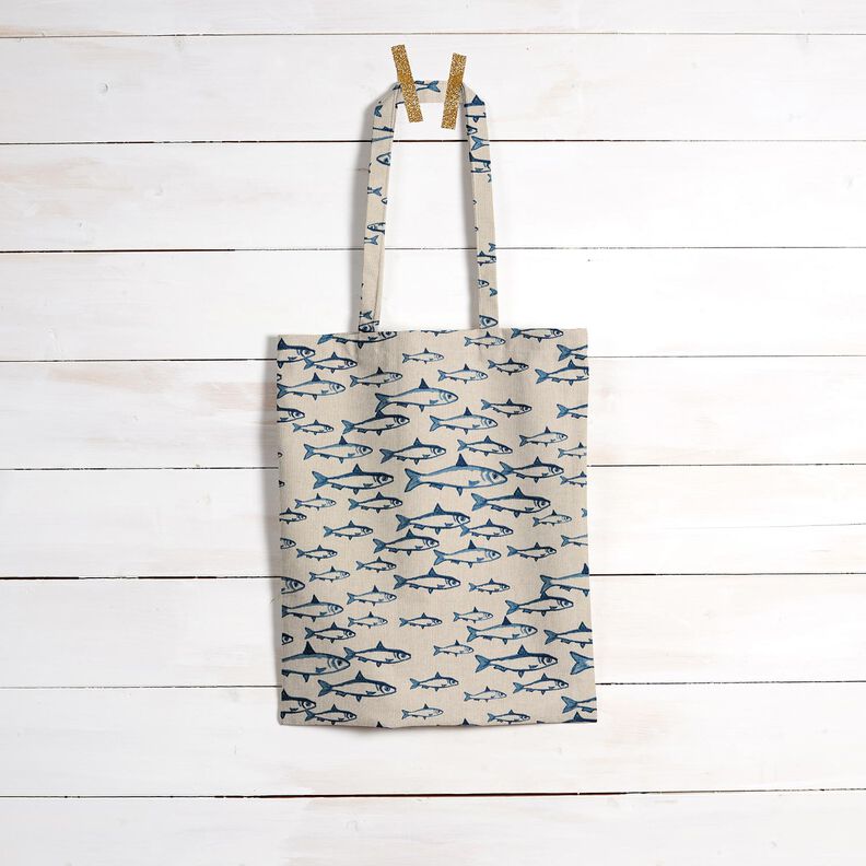 Decostof Half panama School vissen – natuur/marineblauw,  image number 8