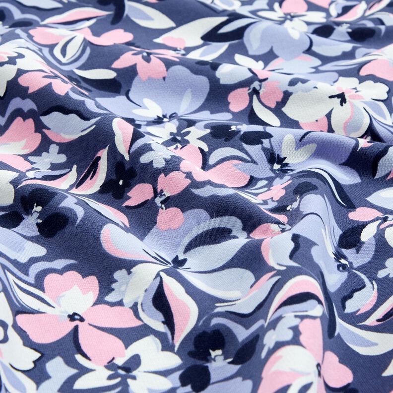 Sommersweat Grote bloemen | Poppy Fabrics – jeansblauw,  image number 2