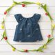 Mousseline/dubbel gehaakte stoffen opgestikte bloemen – jeansblauw,  thumbnail number 7