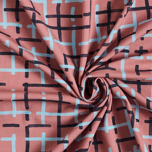 GOTS Katoenjersey Ruit | Tula – oudroze, image number 3