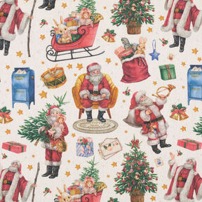 Decostof Half panama nostalgische kersttijd – natuur/rood, 