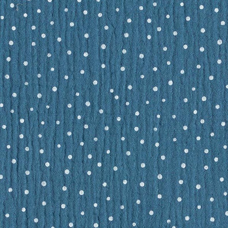 Mousseline/dubbel gehaakte stoffen Stippen – jeansblauw/wit,  image number 1