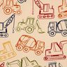 French Terry sommersweat Bouwvoertuigen| Poppy Fabrics – beige/marineblauw,  thumbnail number 1