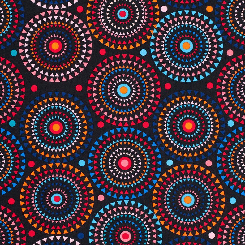Badpakstof Mandala – zwart blauw/vuurrood,  image number 6