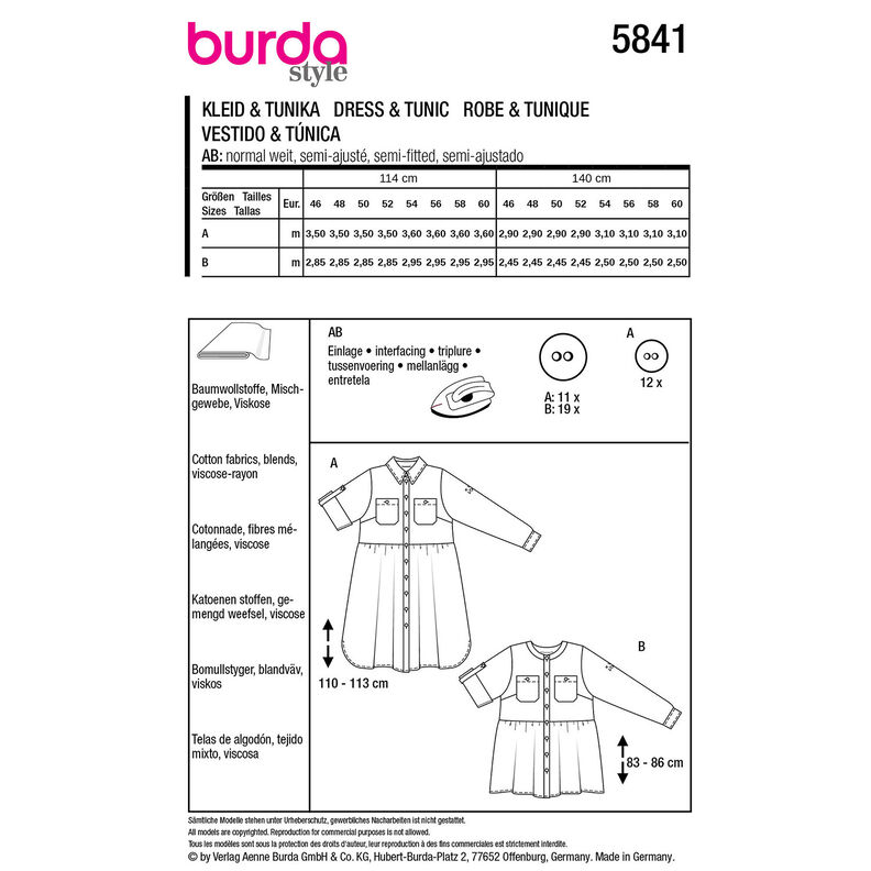 Plus-Size Jurk / Tunika | Burda 5841 | 46-60,  image number 9