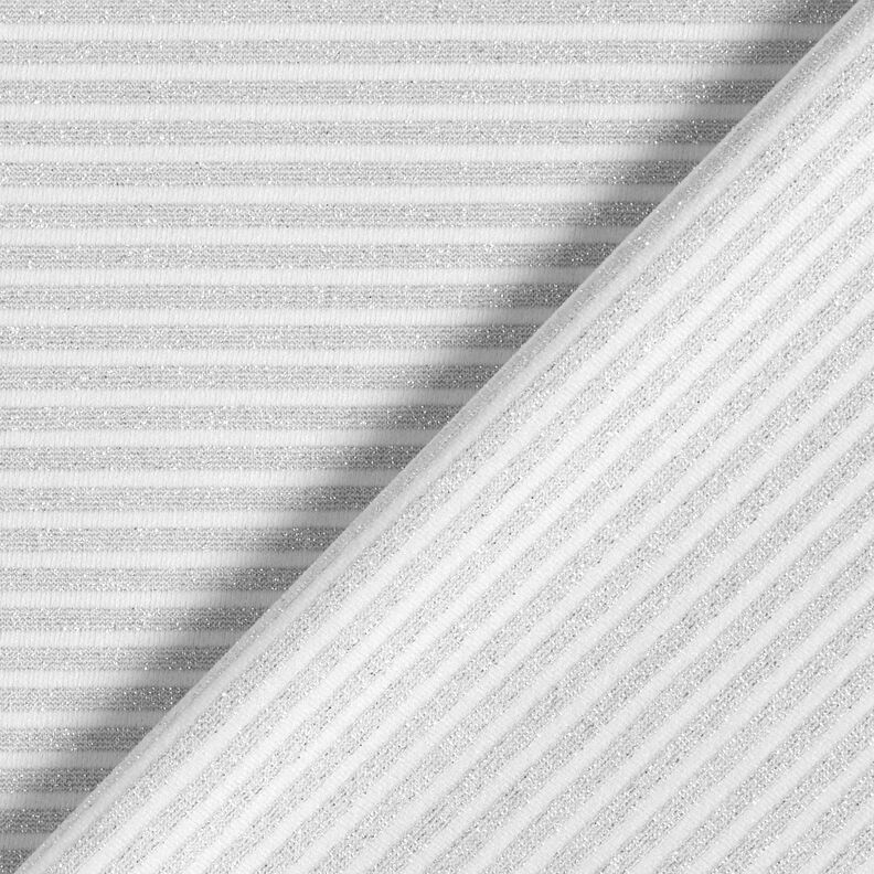 Jersey smalle glitterstrepen – wit/zilver metallic, image number 5