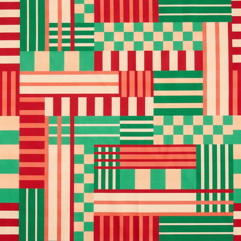 Decostof Half panama moderne vormen – jeneverbesgroen/donkerrood, image number 1