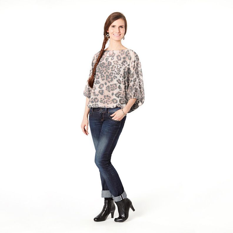 Chiffon luipaard & lurex strepen – beige/zwart,  image number 5