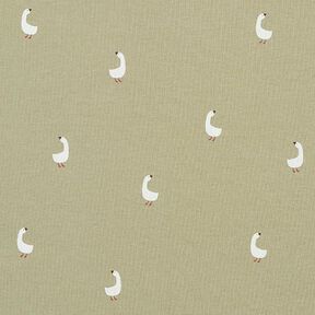 Katoenjersey Schattige ganzen – pistache, 