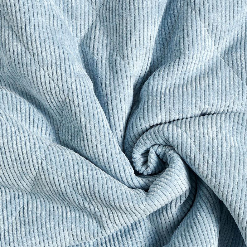 Doorgestikte stof Corduroy met bonten ruiten – lichtblauw, image number 4