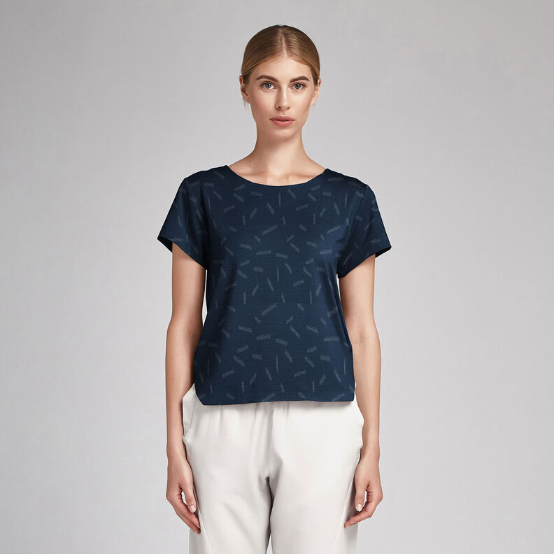 Jacquard Dobby strepen – marineblauw,  image number 6
