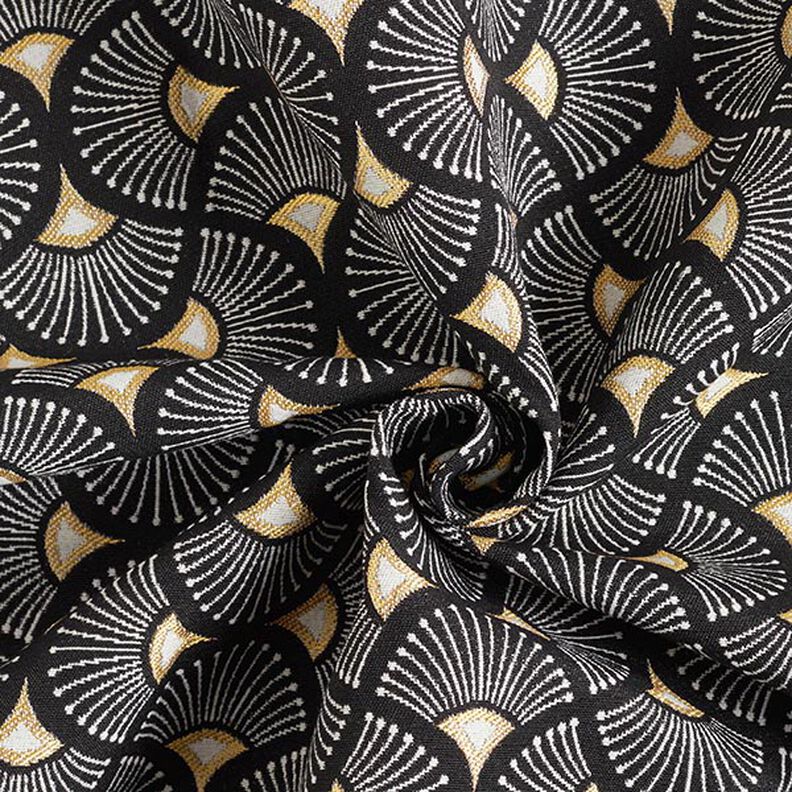 Decostof Jacquard Kleine vakken – zwart/goud,  image number 4