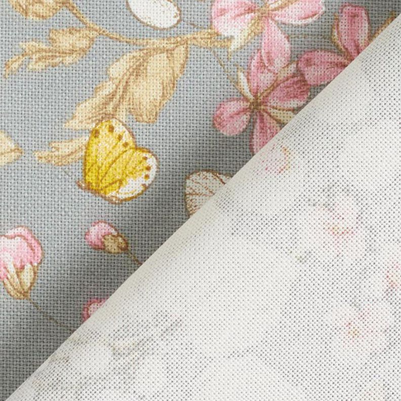 Decostof Half panama Bloesemtuin – duifblauw/roze, image number 4