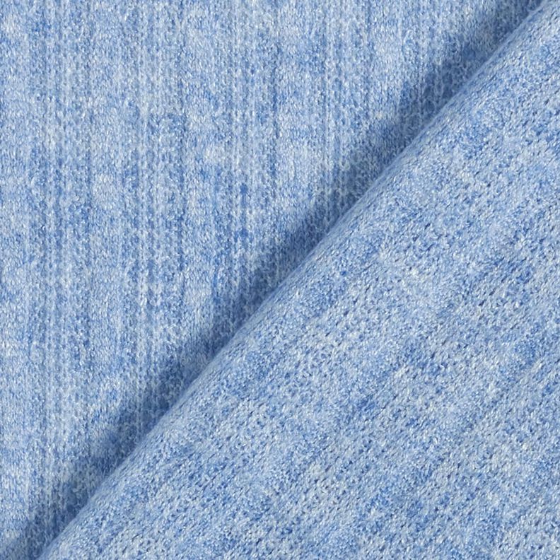 Gebreide stof met kabelpatroon gemêleerd – licht jeansblauw,  image number 4