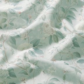 Katoenen stof Popeline Fijne bloesemtwijgjes – zilverblauw, 