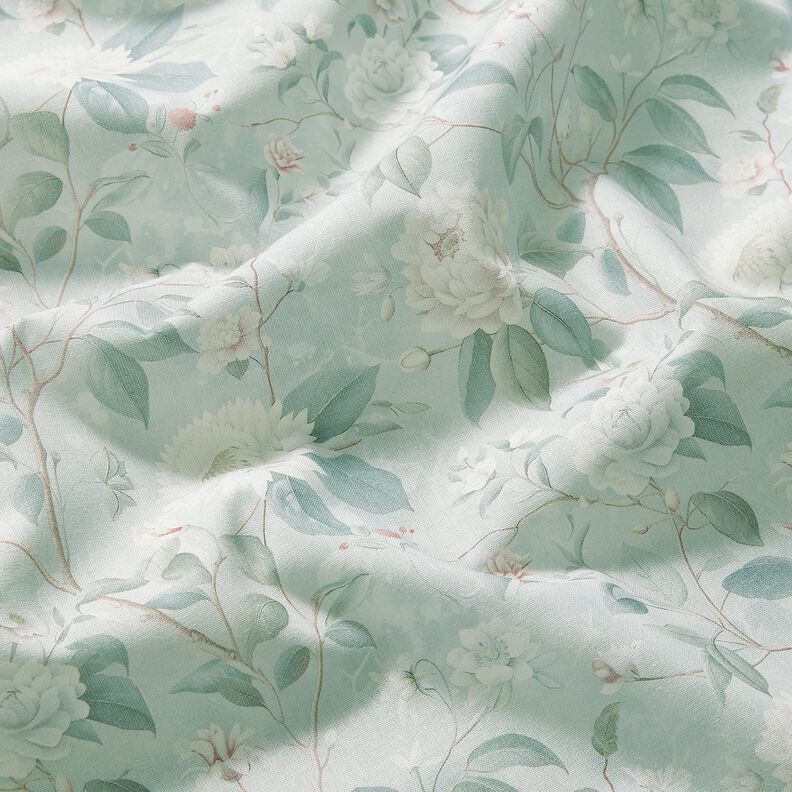 Katoenen stof Popeline Fijne bloesemtwijgjes – zilverblauw,  image number 2