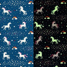 Decostof Glow-in-the-dark dansende eenhoorns – oceaanblauw/roze, 
