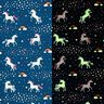 Decostof Glow-in-the-dark dansende eenhoorns – oceaanblauw/roze,  thumbnail number 1