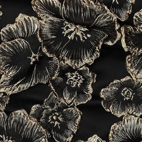 Jacquard 3D-effect bloemen – zwart/amandel, 