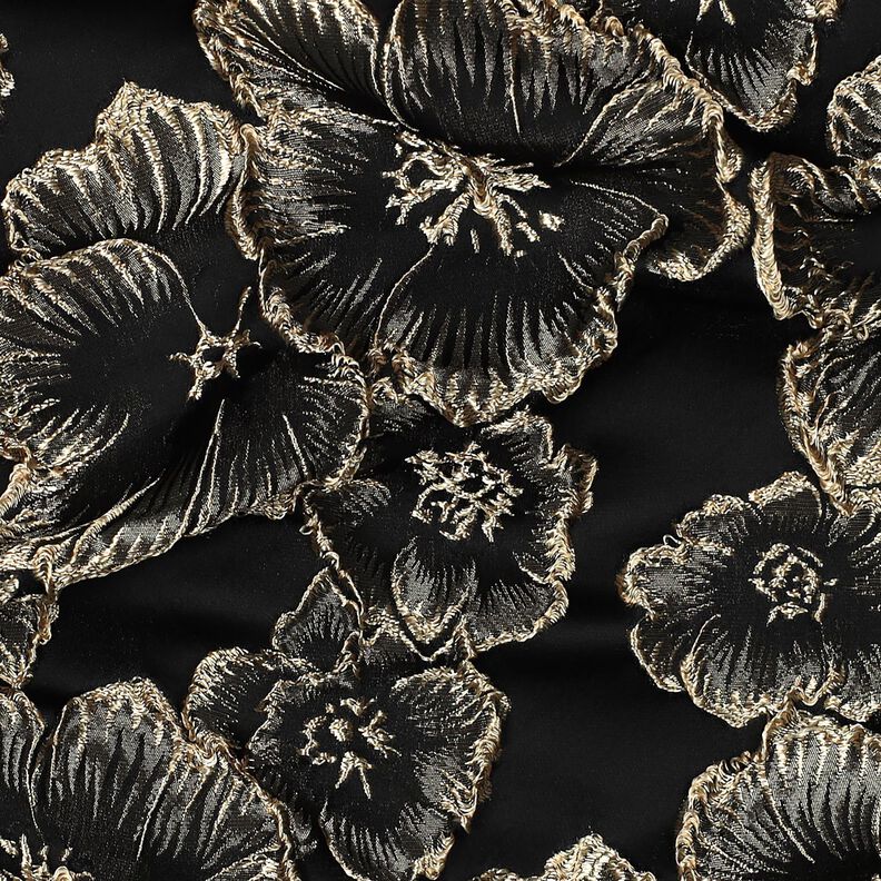 Jacquard 3D-effect bloemen – zwart/amandel,  image number 2