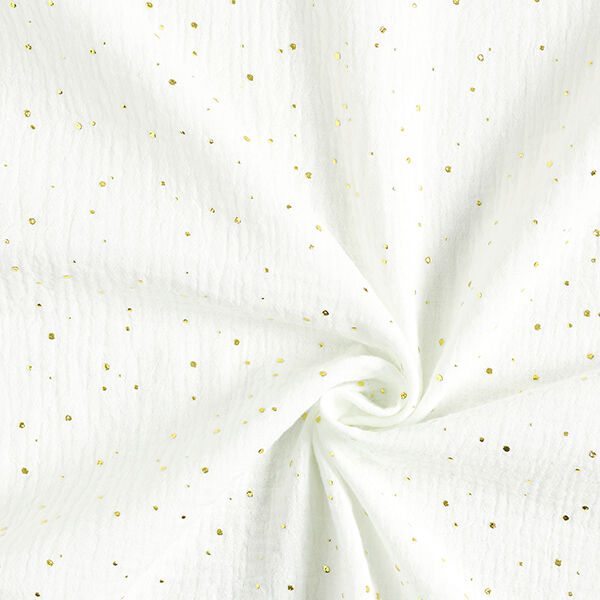 Katoenen mousseline verspreide gouden vlekken – wit/goud,  image number 3