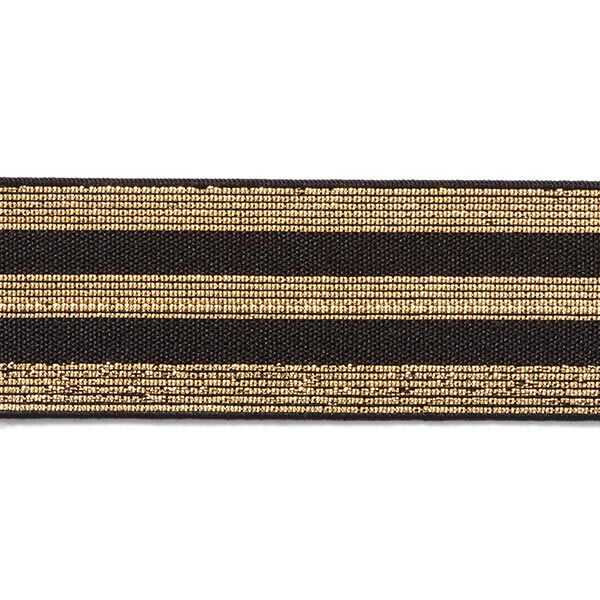 Gestreepte elastiek [40 mm] – zwart/goud,  image number 1