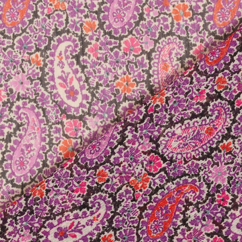 Crêpe chiffon Paisley – roodlila,  image number 4