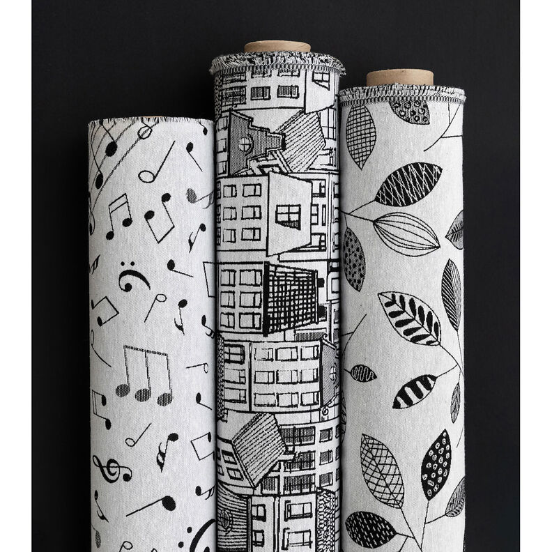 Decostof Jacquard Dorp in lijntekeningen – zwart/wit, image number 5