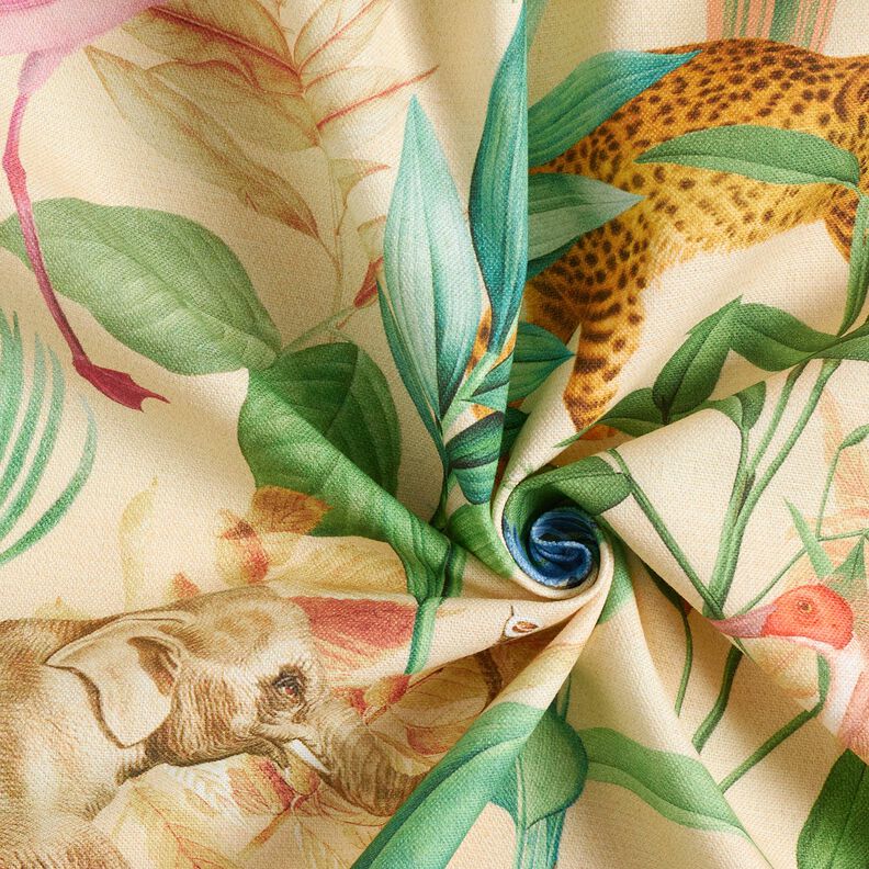 Decostof Half panama Jungledieren – beige/groen, image number 3