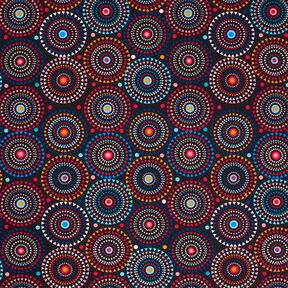 Badpakstof Mandala – zwart blauw/vuurrood, 