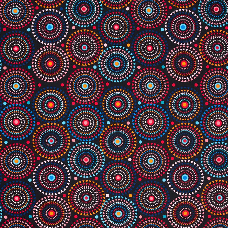 Badpakstof Mandala – zwart blauw/vuurrood,  image number 1