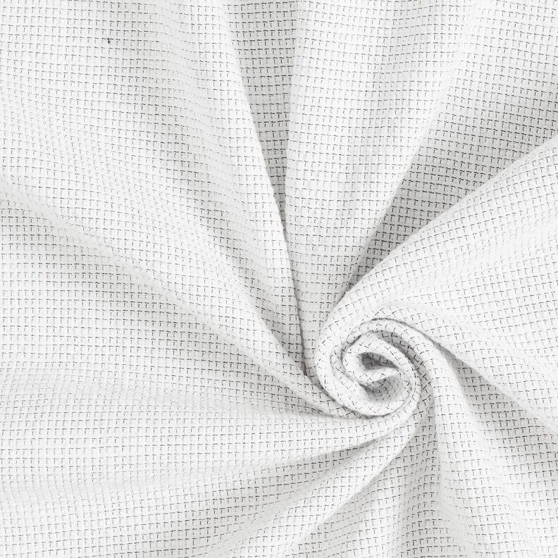 Katoenen stof bouclé vakjes – wit,  image number 1