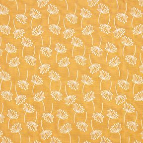 Meubelstof jacquard paardenbloemen – mosterd, 