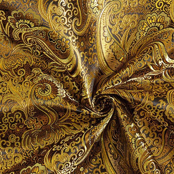 Kledingsjacquard metallic paisley – goud/zwart,  image number 3
