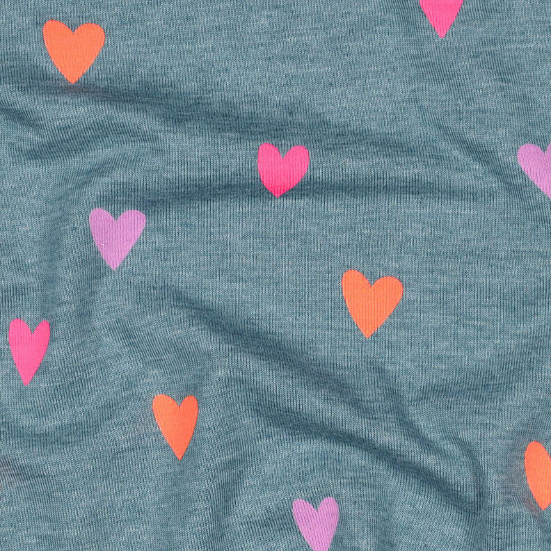 Katoenjersey Neonharten | by Poppy – duifblauw/neon oranje,  image number 2